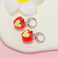 Silver Tone Miniature Fruit Huggie Drop Earrings in Thirteen Designs view 2