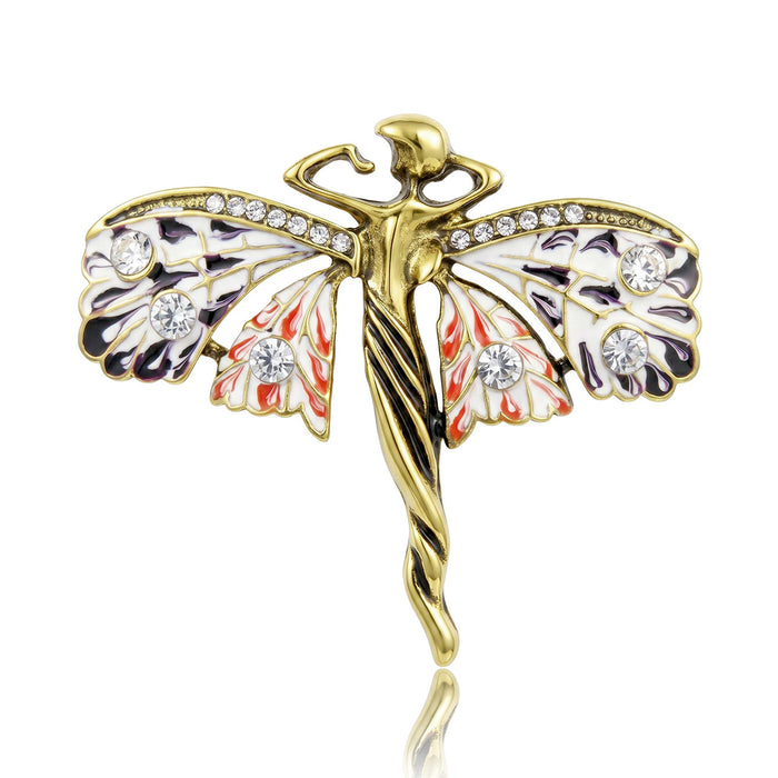 Winged Dancer Brooch in Four Enamel and Crystal Palettes