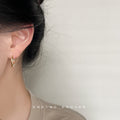 Polished Silver And Gold Tone Chunky Round Hoop Stud Earrings view 2