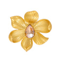 Gold Tone Rose Crystal Two Designs Metal Brooch Pin view 6