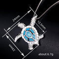 Silver Tone Sea Turtle Blue Glitter Shell Pendant Necklace view 4