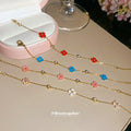 Gold Chain Five-Petal Flower Bracelet Blue White Red Pink view 4