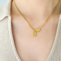 Gold Curb Chain Good Luck Tag Oval Disc Pendant Necklace view 6