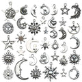 Antique Silver Sun and Moon Metal Charms with 38 Listed Options view 5