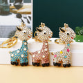 Jeweled Deer Keychains in Blue, Pink and White with Braided Options view 4