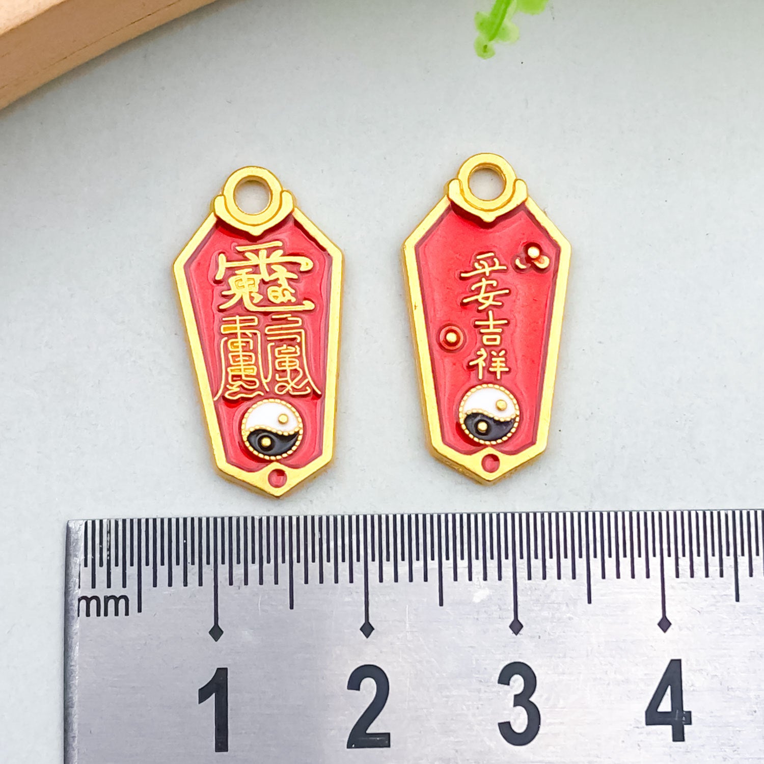Zinc Alloy Antique Coin Square Hole Charm Pendant for DIY Chinese Style Jewelry