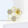 Honeycomb Bee Brooch Black or Yellow Bee Gold Frame view 2
