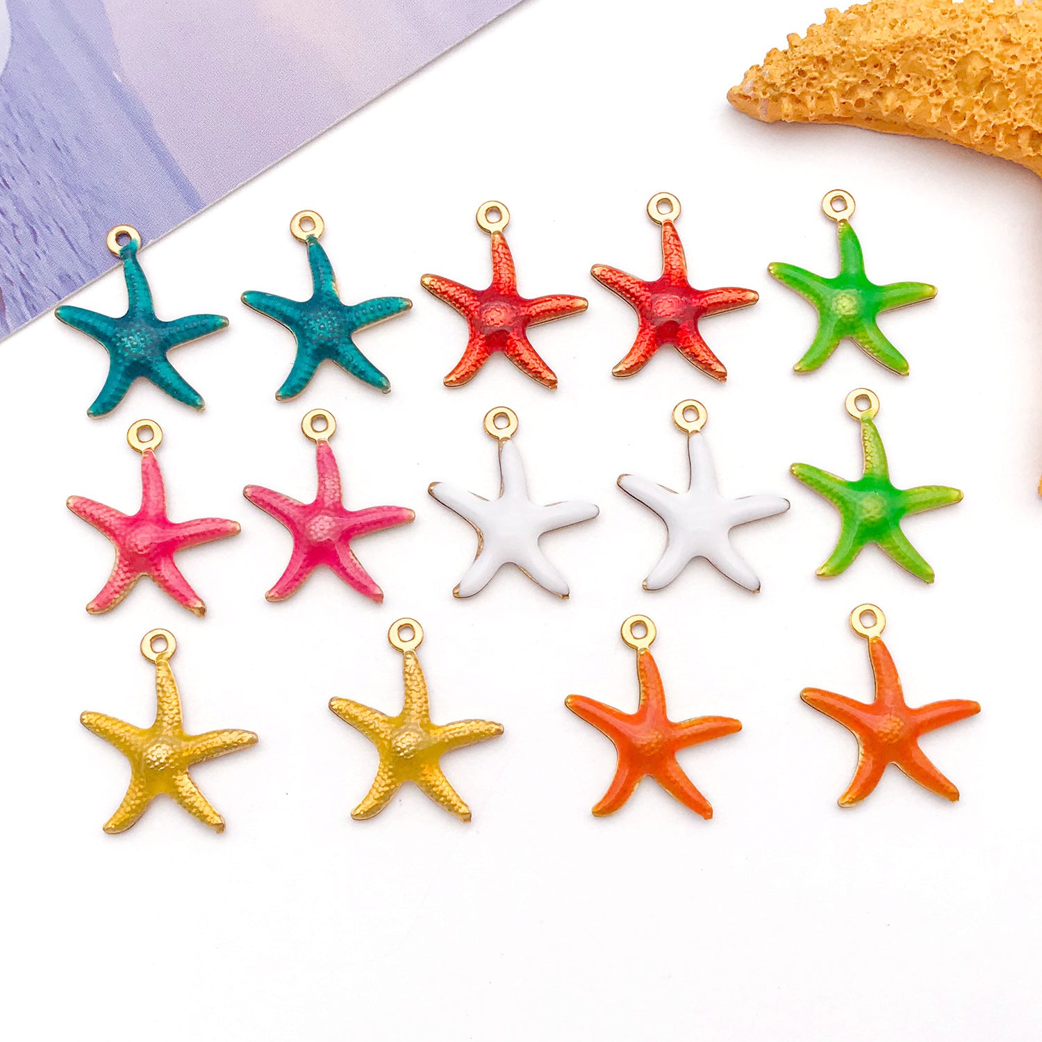 Color Enamel Stainless Steel Starfish Charm Pendant for DIY Ocean Bracelet Jewelry Making
