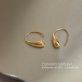 Gold Tone Polished Teardrop Open Hook Earrings For Women view 1