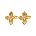 Four Petal Crystal Flower Stud Earrings in Two Colors view 5