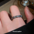 Gunmetal Purple Crystal Open Rings Oval Star Thin Band view 3