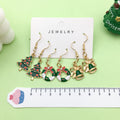 Enamel Christmas Tree Wreath Bell Dangle Earrings Set of 3 Pairs view 3