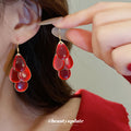 Tiered Enamel Teardrop Earrings in Red and Blue, Two Styles view 4