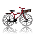 Bicycle Brooch In Metal With A Colored Frame, Crystal Wheels, And Black Details view 1