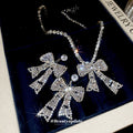 Crystal Bow Statement Jewelry in Earrings and Necklace Styles view 2