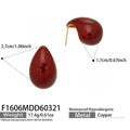 Glossy Burgundy Teardrop Stud Earrings With Gold Tone Posts view 6