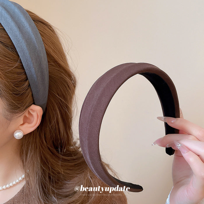 Textured Fabric Padded Wide Headband Deep Coffee Brown
