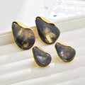 Gold-Tone Irregular Resin Teardrop Stud Earrings in Two Sizes view 4