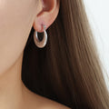 Polished Gold Steel Crescent U-Shape Chunky Hoop Earrings view 7
