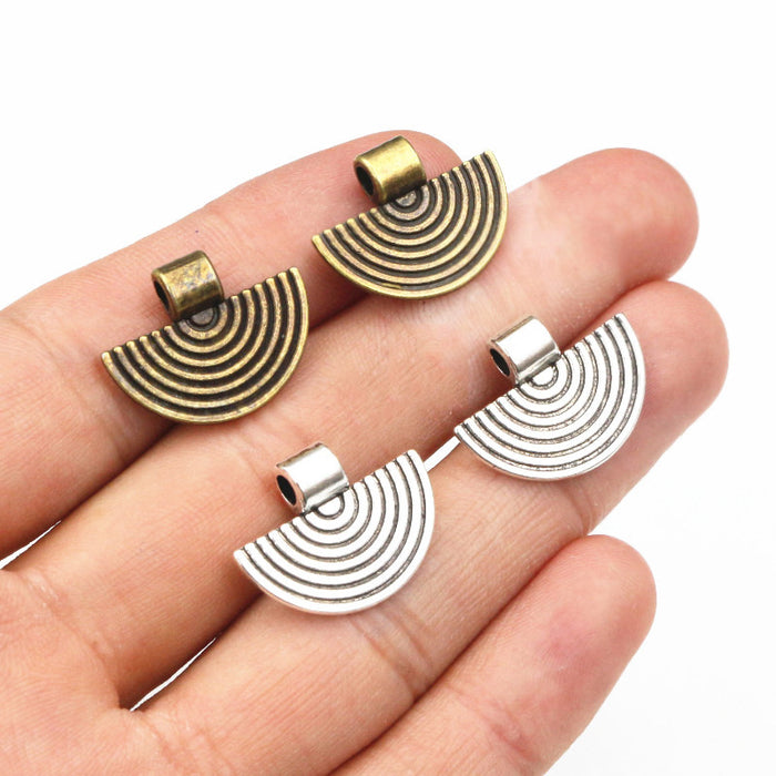 Concentric Fan Metal Pendants in Two Antique Finishes