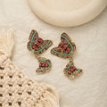 Multicolor Clear Stone Double Butterfly Dangle Earrings view 4