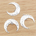 Engraved Crescent Moon Charms in an Antique Silver Finish view 4