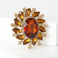 Oval Crystal Radiant Floral Cluster Brooch in Ten Colors view 4