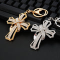 Jeweled Layered Cross Keychains in Gold Silver and Assorted Finish Options view 8