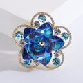 Large Layered Crystal Flower Brooch in Blue or Purple view 6