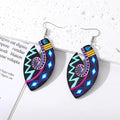 Silver Tone Colorful Paisley Acrylic Long Hook Earrings view 4
