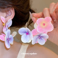 Fabric Flower Cluster Earrings in Two Color Mixes Statement Jewelry view 3