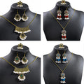 Bohemian Rhinestone Pearl Necklace Earring Ring Sets Six Styles view 1