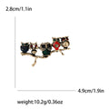 Five Owl Branch Brooch With Enamel and Crystal Details view 6