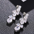 Clear Geometric Crystal Drop Earrings in Silver Tone view 4