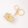 Gold Rhinestone Camera Charm Metal Keychain Lobster Clasp view 4
