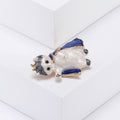 Enamel Crowned Cat in Cape Brooch for Jackets Scarves and Coats view 4