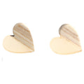 Half Wood Half Color Resin Heart Stud Earrings in Three Colors view 2