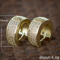 Four Row Pave CZ Huggie Hoop Earrings Gold and Silver Tone view 5