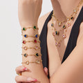 Gold Heart Glass Stone Necklace Bracelet Earring Sets view 3