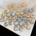 Chunky C Hoop Stud Earrings in Ten Textured Styles view 1