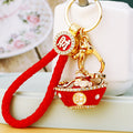 Jeweled Fortune Ingot Bowl Keychains with Four Fortune Loop Colors view 1