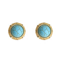 Gold Filigree Round Turquoise Cabochon Stud Earrings view 5