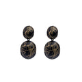 Four Color Gold Crackle Double Oval Statement Stud Earrings view 5