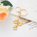 Enamel Triple Butterfly Keychain Gold Tone Metal Bag Charm view 12