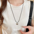 Silver Tone Puffy Heart Pendant Black Cord Necklace view 3