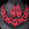 Black Silver Tone Butterfly Crystal Five Designs Metal Necklace and Earring Set view 7