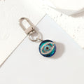 Gold and Silver Tone Blue Crystal Evil Eye Clip Keychains view 9