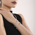 Geometric Square Round Zircon Bracelet Gold Steel Pair view 3