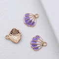Gold Tone Ridged Seashell Enamel Charms in Three Colors view 4