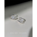 Silver Open Clamshell Pearl Stud Earrings Pair Style view 3